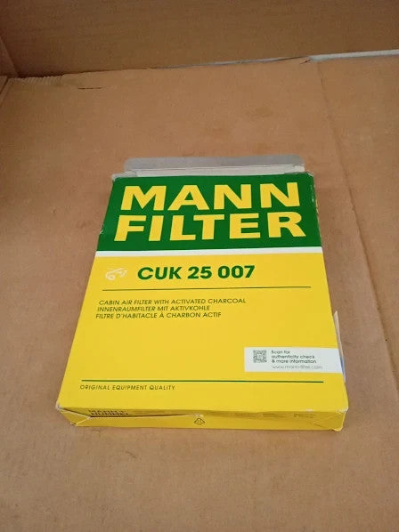 Mann Filter Cuk 25 007 Cabin Air Filter Pollen Activated 25x20.3x3.6cm New