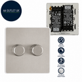 BG Electrical Intelligent Double Wall Dimmer Switch 2 Way Screwless Front Plate