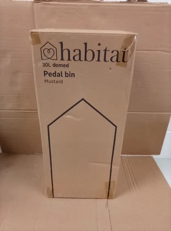 Habitat Mustard 30 Litre Domed Pedal Waste Bin Kitchen Bathroom Quality Design