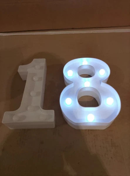 Decorative LED Light Number 18th Birthday For Her Him Cool White 8.86in Tall New