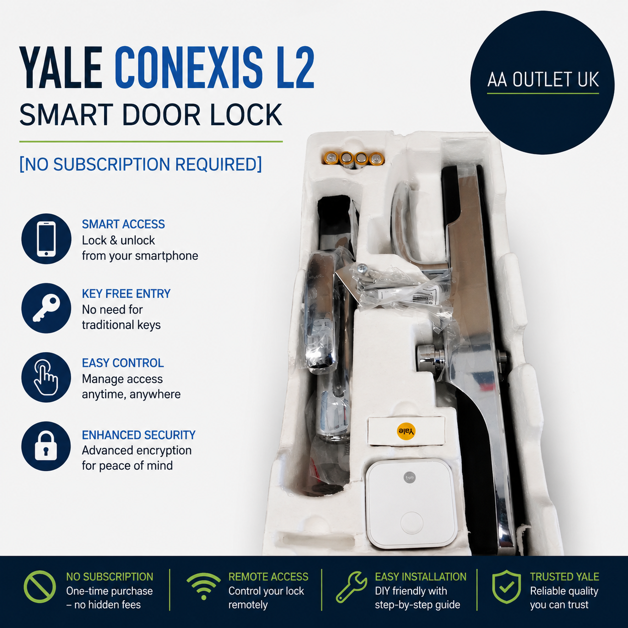 Yale Conexis L2 Smart Door Lock Remote Access Alexa Google Assistant Chrome
