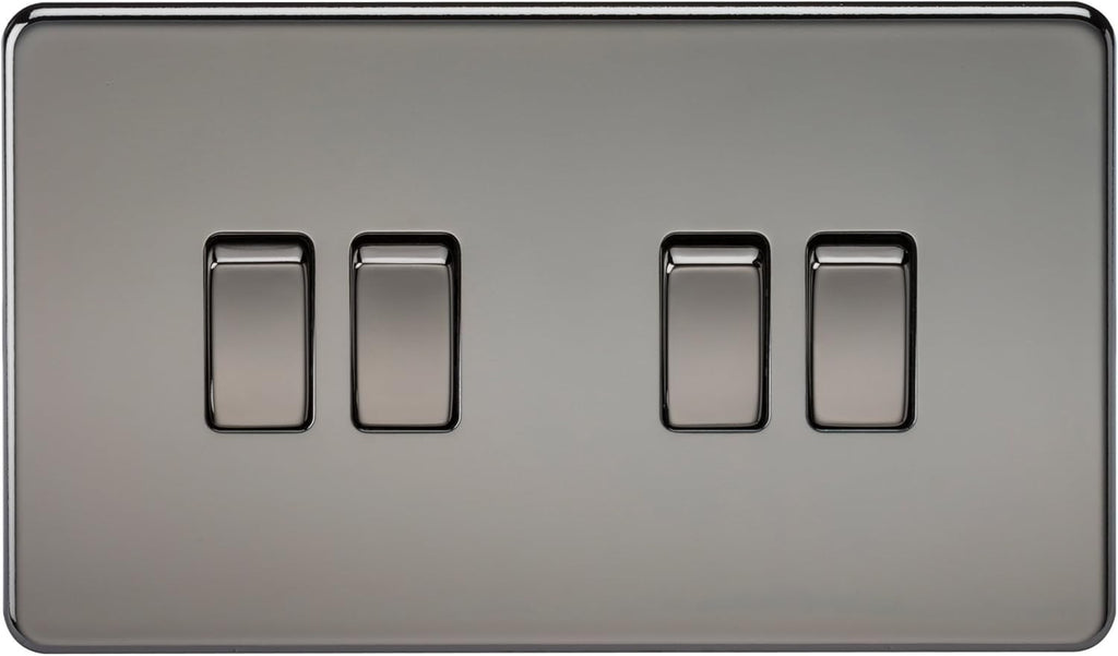 Knightsbridge SF4100BN Screwless 10 A 4 Gang 2 Way Switch Black Nickel New