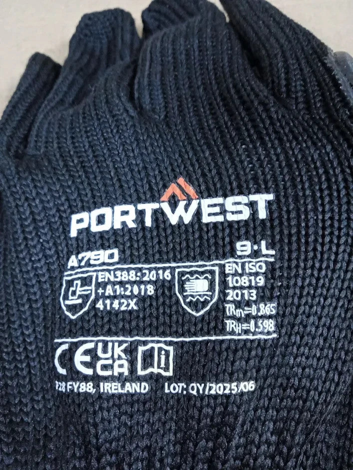 Portwest A790 Work Gloves Specialist Anti Vibration Glove Black Large Pair New