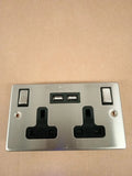 Status Stainless Steel Double Switched Power Plug SSS2G13A2USBSWS8 13A 2 Gang