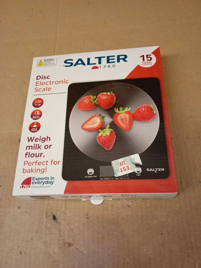 Salter Electronic Scale Steel Platform Black LCD Display 5kg Capacity