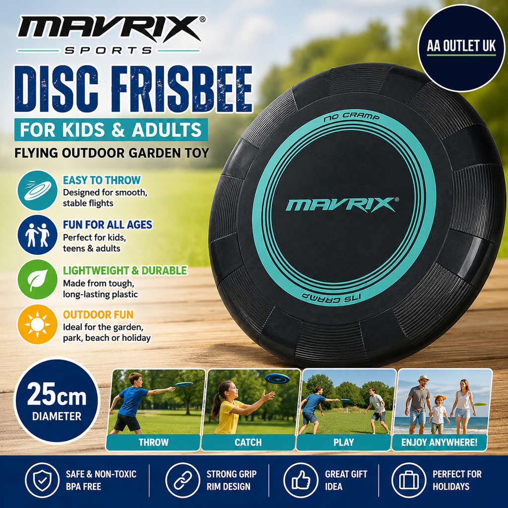 Mavrix Sports Disc Frisbee Kids Adults Flying Outdoor Garden Toy 25cm Diameter