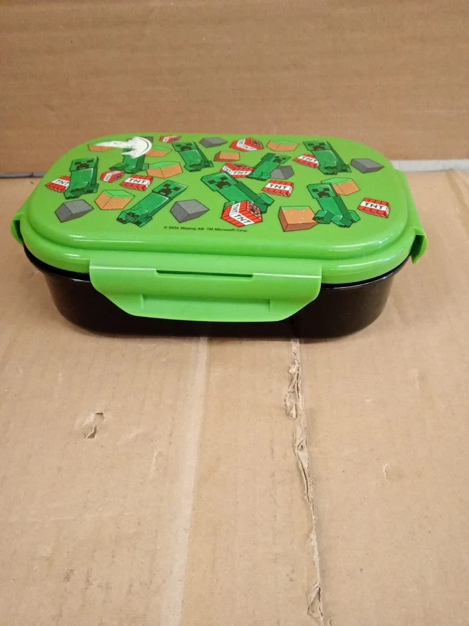 Minecraft Bento Lunch Box With Spork Kids 2 Compartment Lunchbox Secure 8x20x8cm