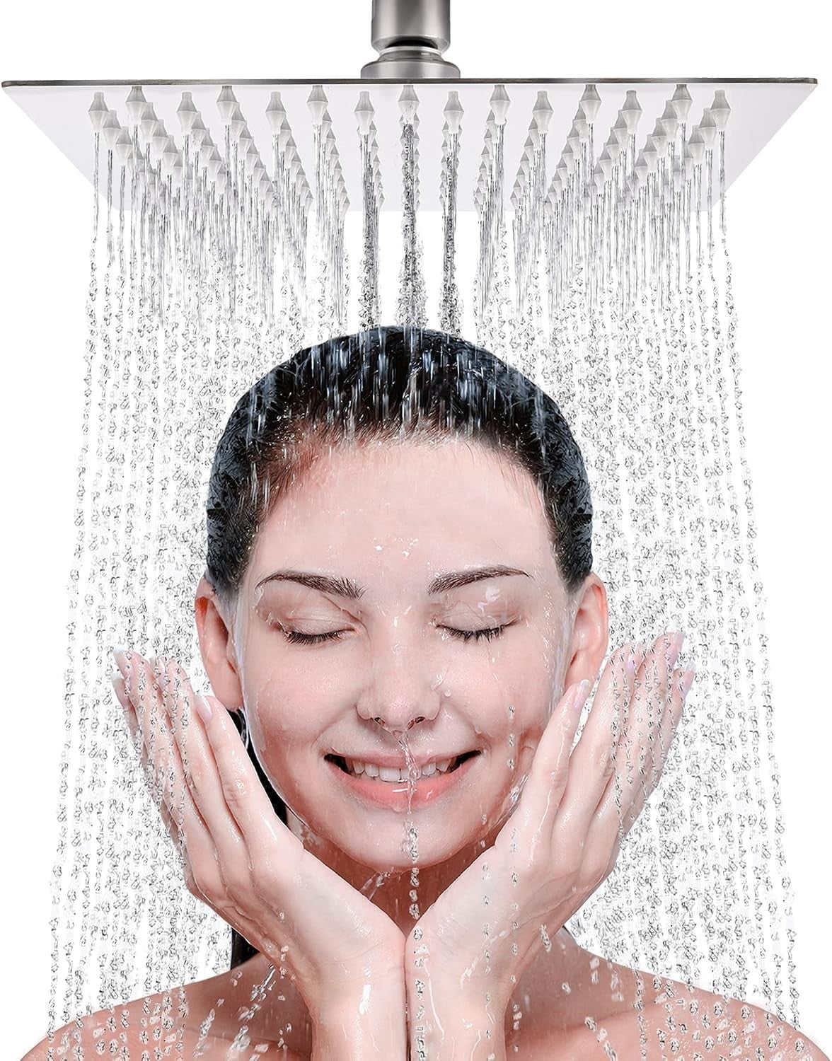 Livorest Square Rainfall Shower Head 8inch Large Overhead Chrome Finish New