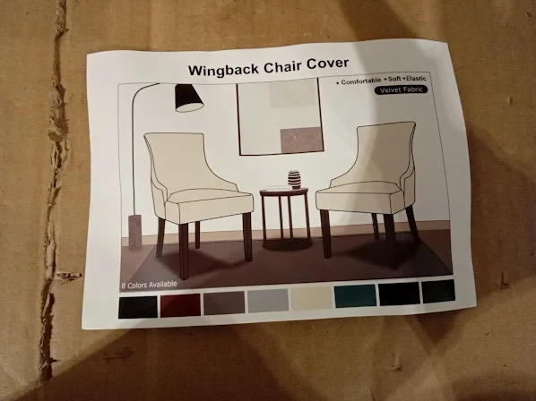 Leorate Dining Stretch Velvet Wingback Armchair Slipcovers Pack 2 48x55x60cm