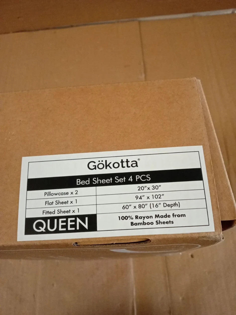 GOKOTTA Cooling Sheets Queen Size Hot Sleeper Breathable Luxury Soft Bamboo New