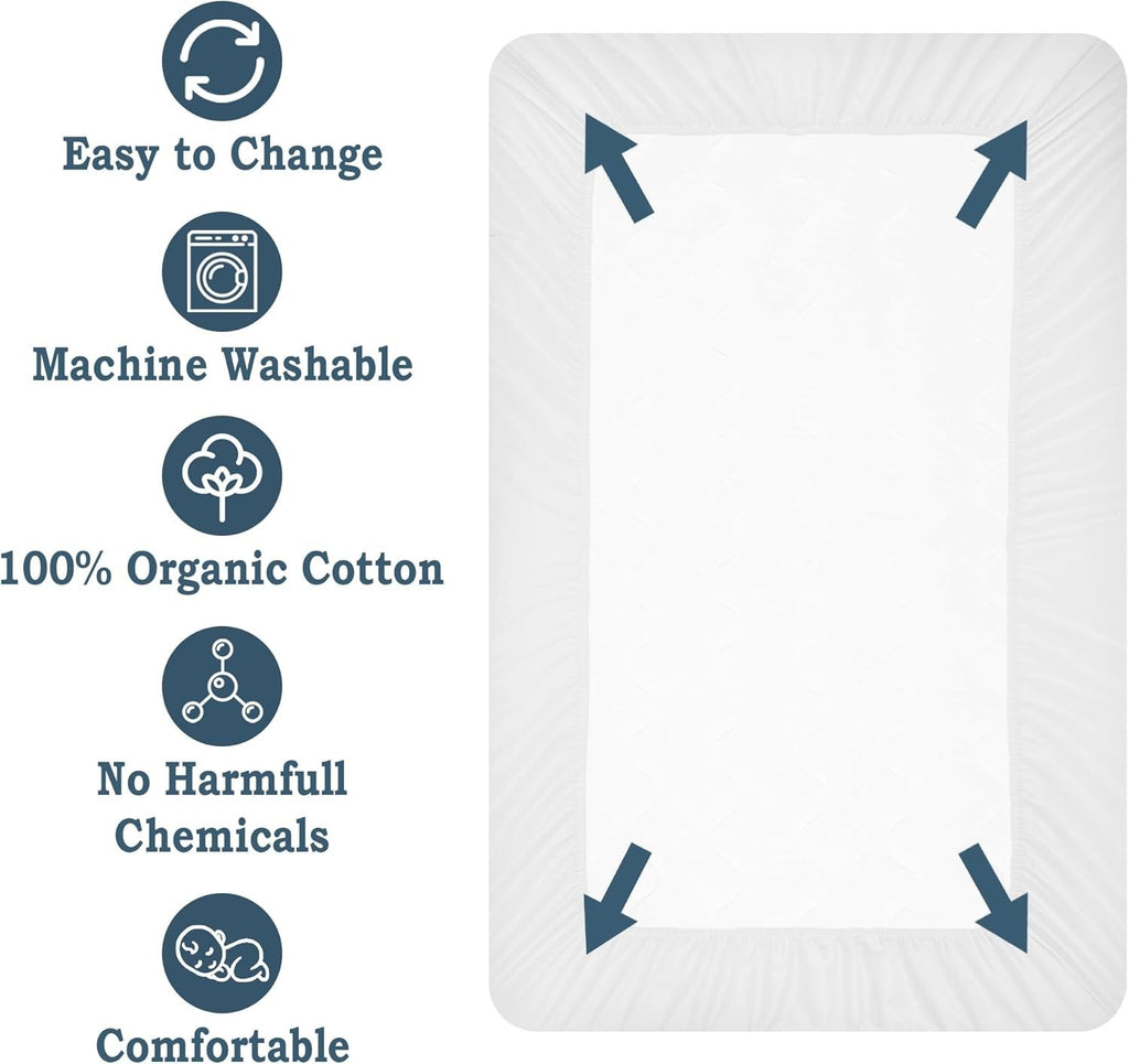 Lilly Belly Organic Cotton Waterproof Cot Bed Sheets 140x70cm Fitted Gentle New
