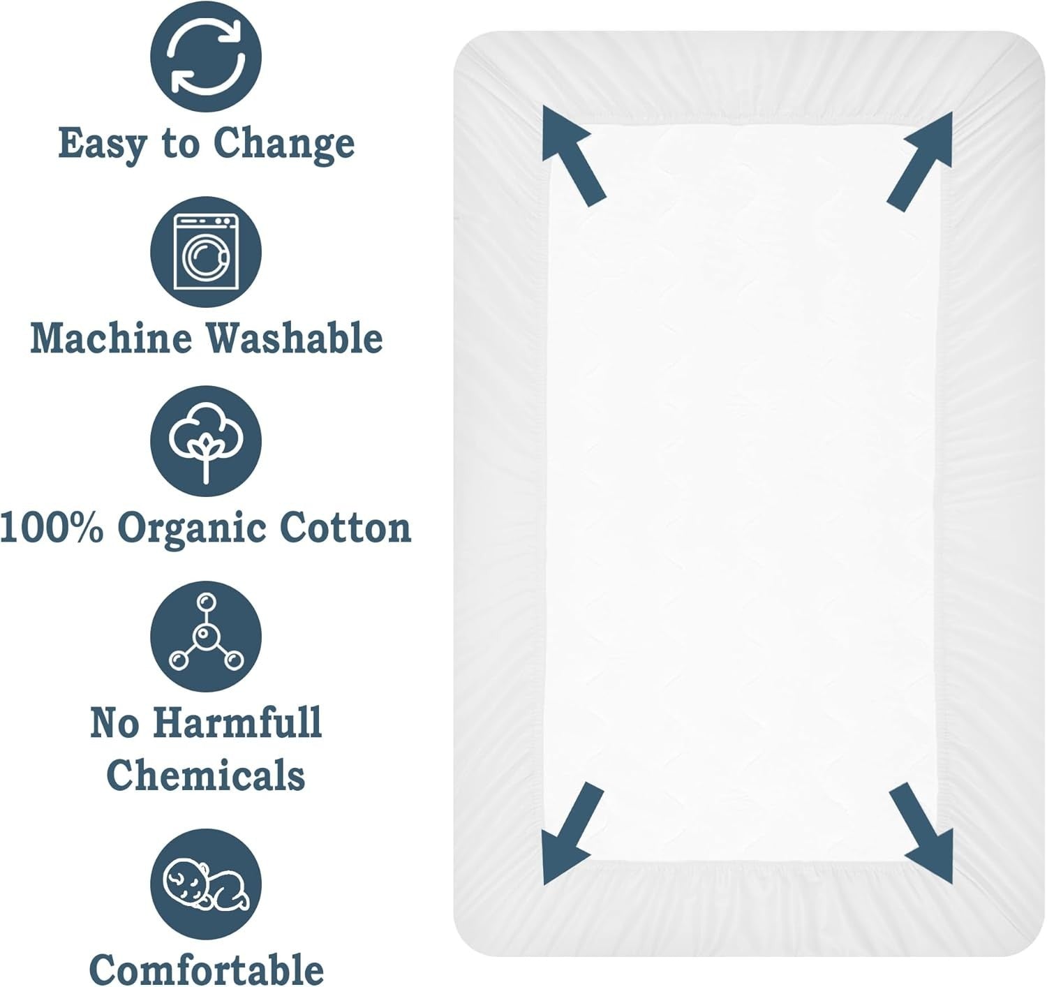 Lilly Belly Organic Cotton Waterproof Cot Bed Sheets 140x70cm Fitted Gentle New
