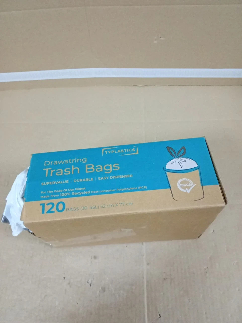 TYPLASTICS Bin Liners 30-45L Waste Bags Durable Drawstring Tie Handle White New