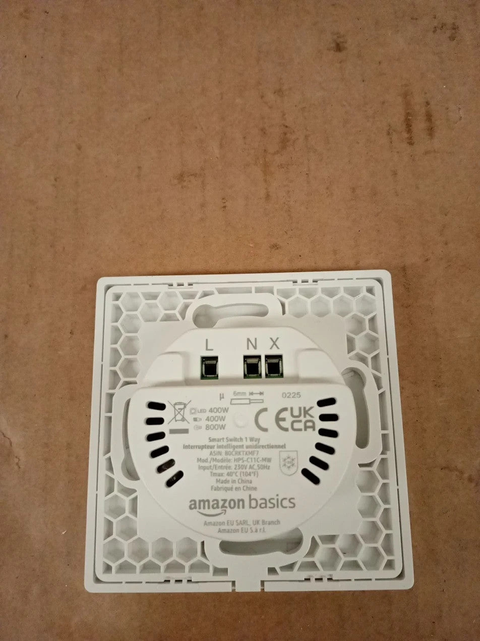 Amazon Basics Smart Switch 1 Way Alexa Compatible No Hub 8x8x3.6cm White New
