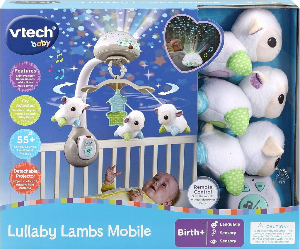 VTech Baby Lullaby Lambs Mobile Lights Sounds Musical Cot Toy 0+ Months New