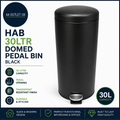 Hab 30L Domed Pedal Pin Made From Steel Inner Bin Black 67x29x29cm