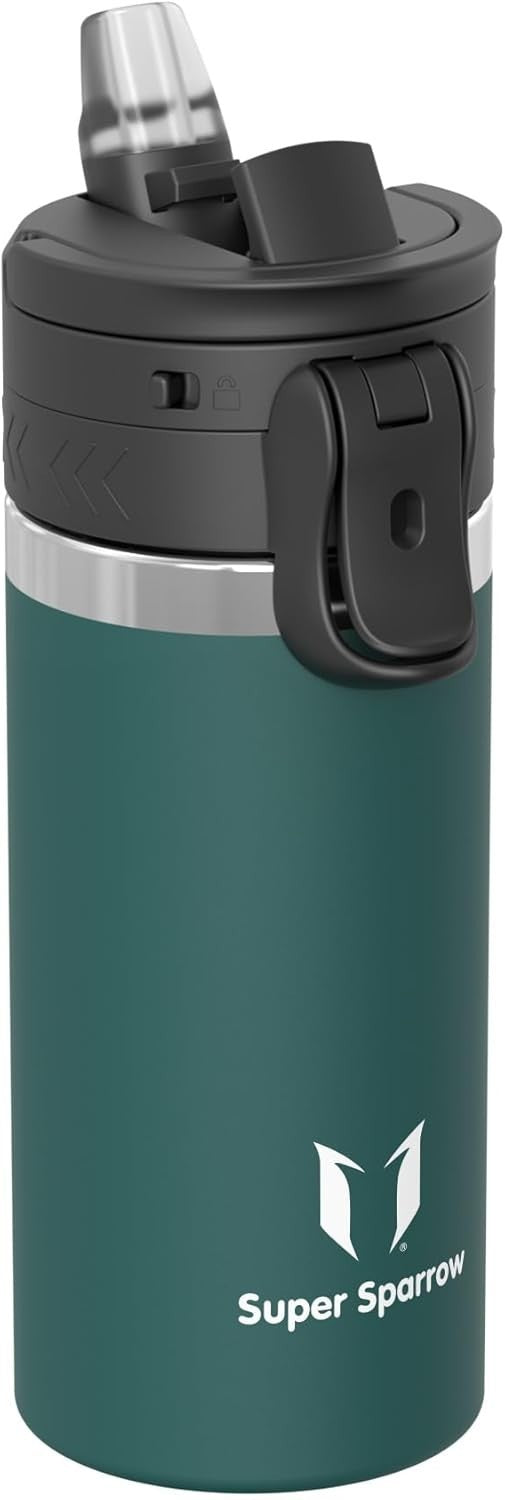 Sparrow Insulated Water Bottle Kids 500ml TouchFlow Metal Water With Straw New