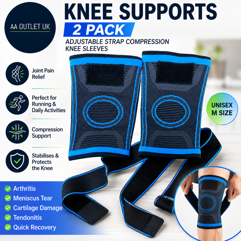 Knee Supports 2 Pack Brace Adjustable Strap Compression Sleeves Running Medium