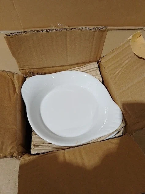 Olympia Whiteware Round Eared Dishes 192x151mm Set 6 Serving Plates Oven