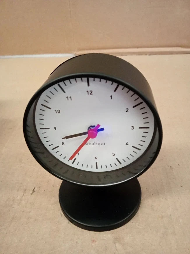 Habitat Analogue Alarm Clock Quartz Movement Black White 8.9x7.2x11.8cm