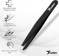 Candure Professional Slanted Tweezers Stainless Steel Black Durable Design New