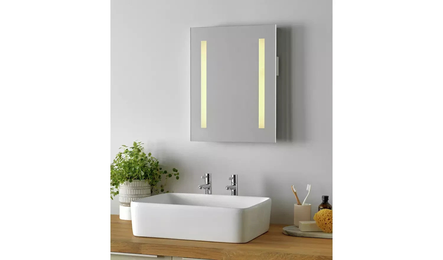 Argos Home LED Demister Shaver Mirror 50x40 Bathroom Illuminated Mirror New