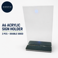 Woshilaods A6 Acrylic Sign Holder Stands 2pcs Menu Poster Holder Clear