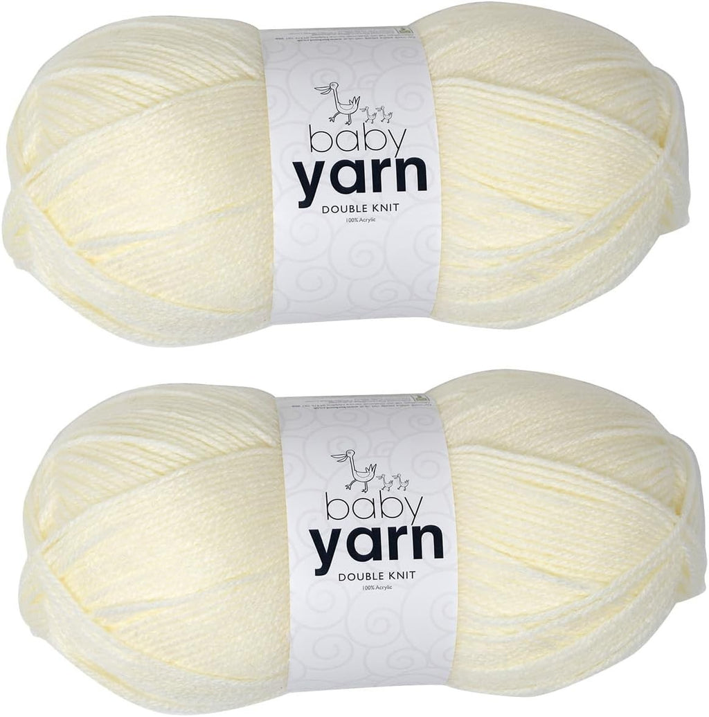 Korbond Baby Yarn Cream 2x100g Acrylic Wool Lightweight Hypoallergenic New