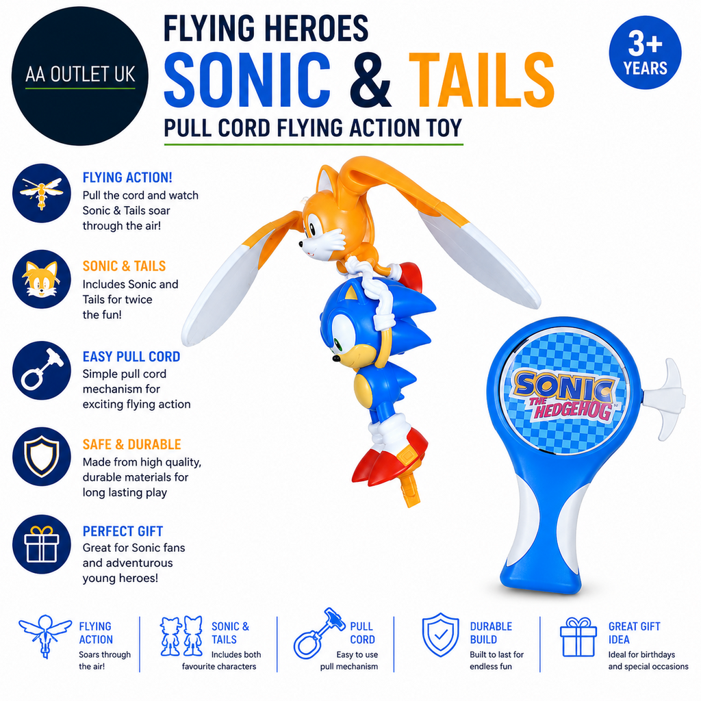 Character Options Heroes Sonic Tails Pull Cord Flying Action Toy Modern Design
