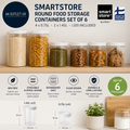 SmartStore Round Food Storage Containers Set 6 Rice Cake Plastic Jars Clear