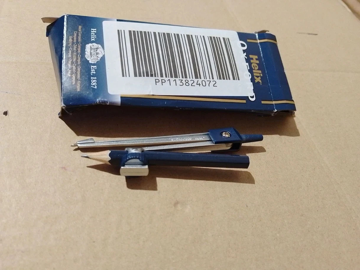 Helix Oxford Metal Compass Pencil Safety Point On Compass Navy Blue New
