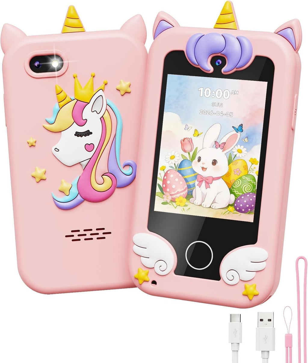 UCIDCI Unicorn Kids Smart Phone Toy Dual Camera Learning MP3 Music 3-7 Years New