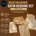 Guchuang Satin Bedding Set Beige King Duvet Cover Sheet Pillowcases Design New