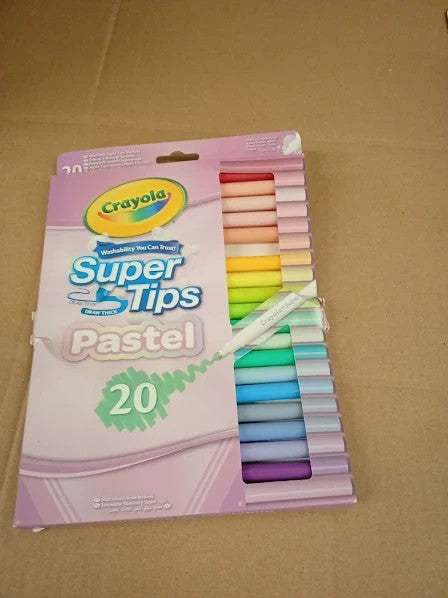 Crayola Pastel Supertips Washable Markers Assorted Colours Pack Of 19 New