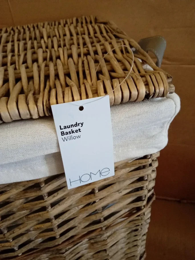 Home Willow Laundry Basket Wicker Frame Grey 56x35x35cm New