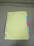 Q Connect 5 Part Subject Divider Multi Punched A4 KF26081 Cardboard