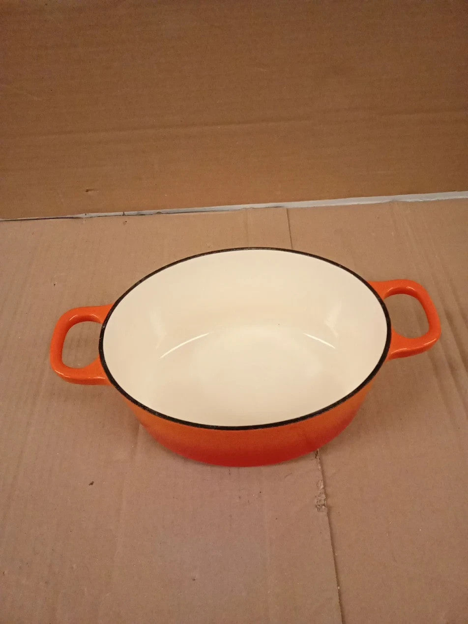 Habitat 2.4L Cast Iron Oval Casserole Dish 14.3x30x17.8cm Dia 30cm Orange