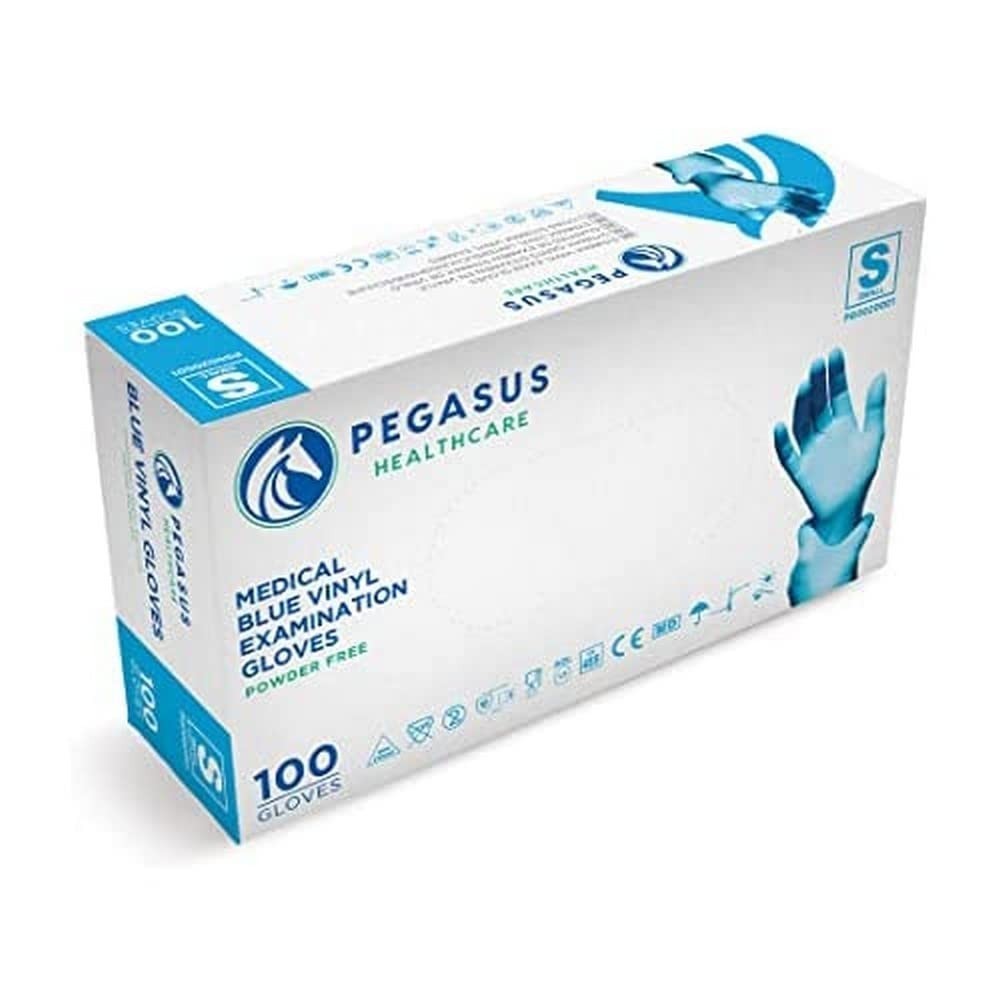 Pegasus Blue Disposable Vinyl Medical Gloves Powder Latex Free Small New