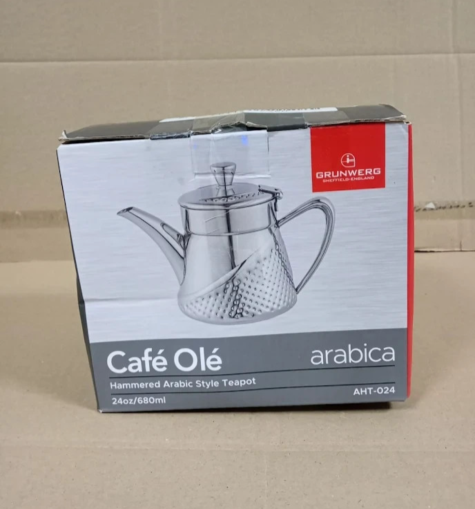 Cafe Ole AHT-024 Stainless Steel Tea Pot Silver Premium Materials Heavy Duty