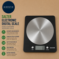 Salter Black Electronic Digital Scale Steel Platform Weight Weighing Scale