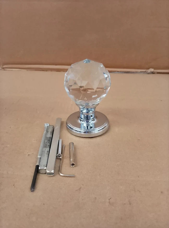 RAINZIN Crystal Glass Door Knobs 65mm Round Clear Cabinet Handles 1 Piece