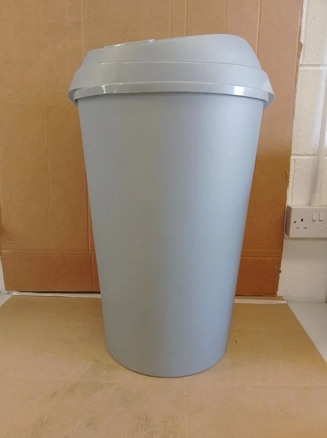 Curver 45 Litre Touch Top Kitchen Bin Silver Waste Easy Wipe Clean Design