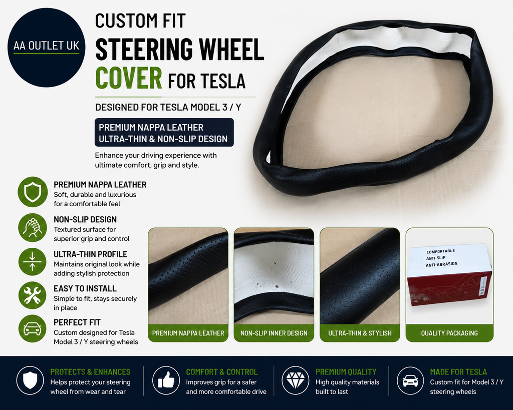Custom Car Steering Wheel Cover Tesla Nappa Leather Ultra Thin  Model 3/Y New