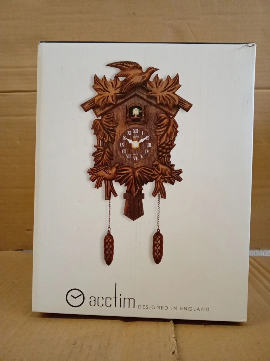 Acctim Hamburg Cuckoo Pendulum Wall Clock Black Brown Analogue Classic
