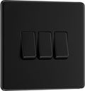 BG Electrical Triple Wall Light Switch 2 Way Screwless Front Plate Slim New
