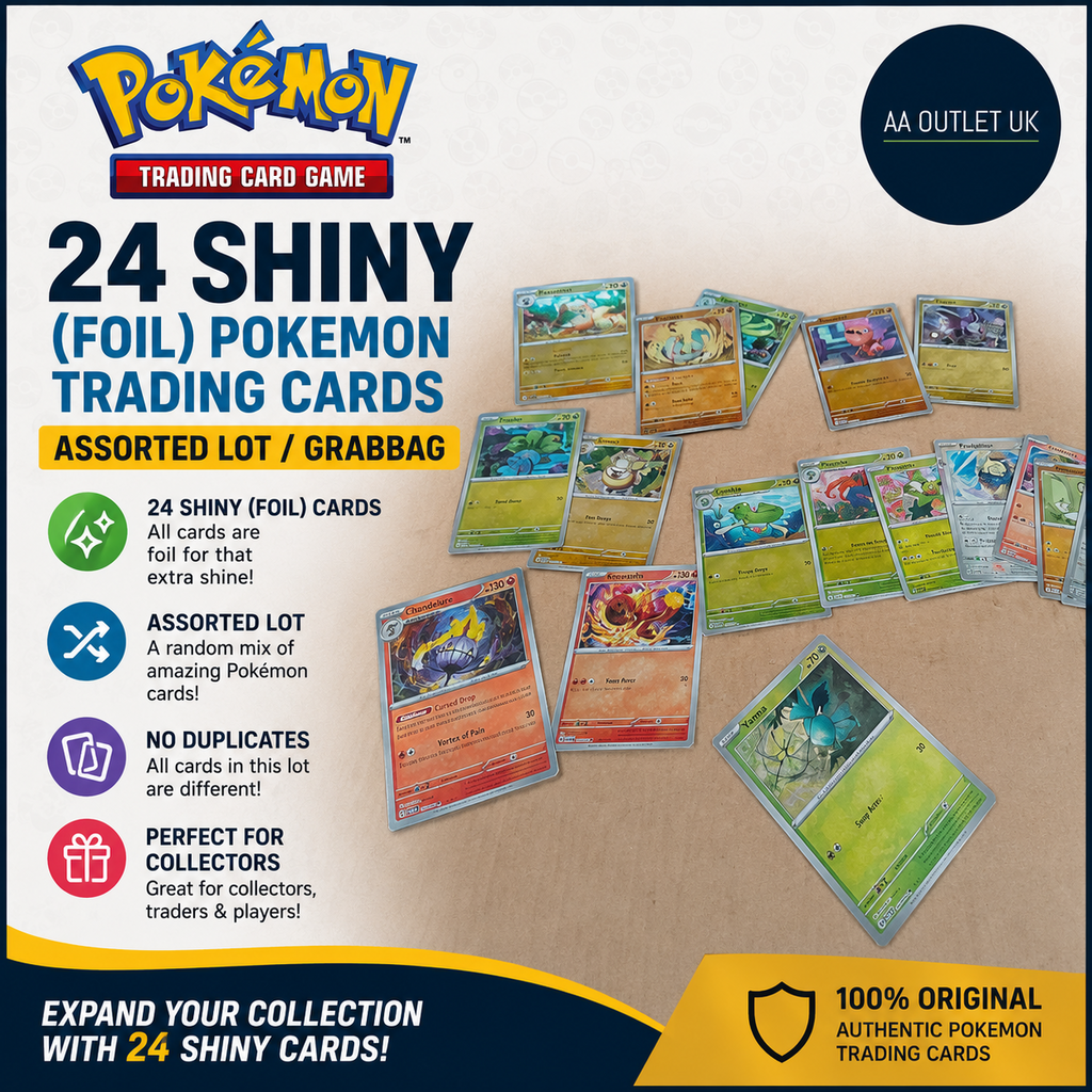 24 Shiny Foil Pokemon Trading Cards Assorted Lot Grabbag No Duplicates