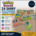 24 Shiny Foil Pokemon Trading Cards Assorted Lot Grabbag No Duplicates