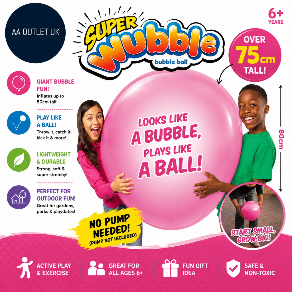 Wubble Super Bubble Ball Pink Plays Like Ball Inflates To 80cm Tall 6+