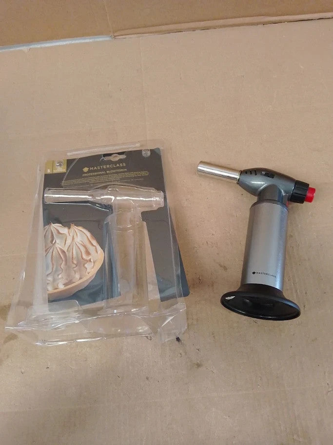 MasterClass Blow Torch Refillable Chef  Adjustable Anti flare Flame Grey New
