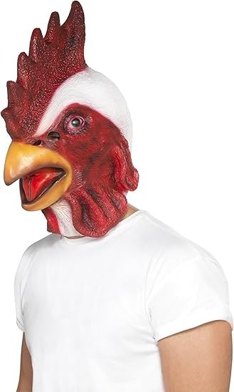 Smiffys Chicken Mask White Full Overhead Latex Party Animals Fancy Dress New